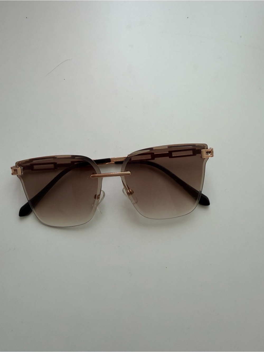 Fashion Rimless Brown Gradient Sunglasses
